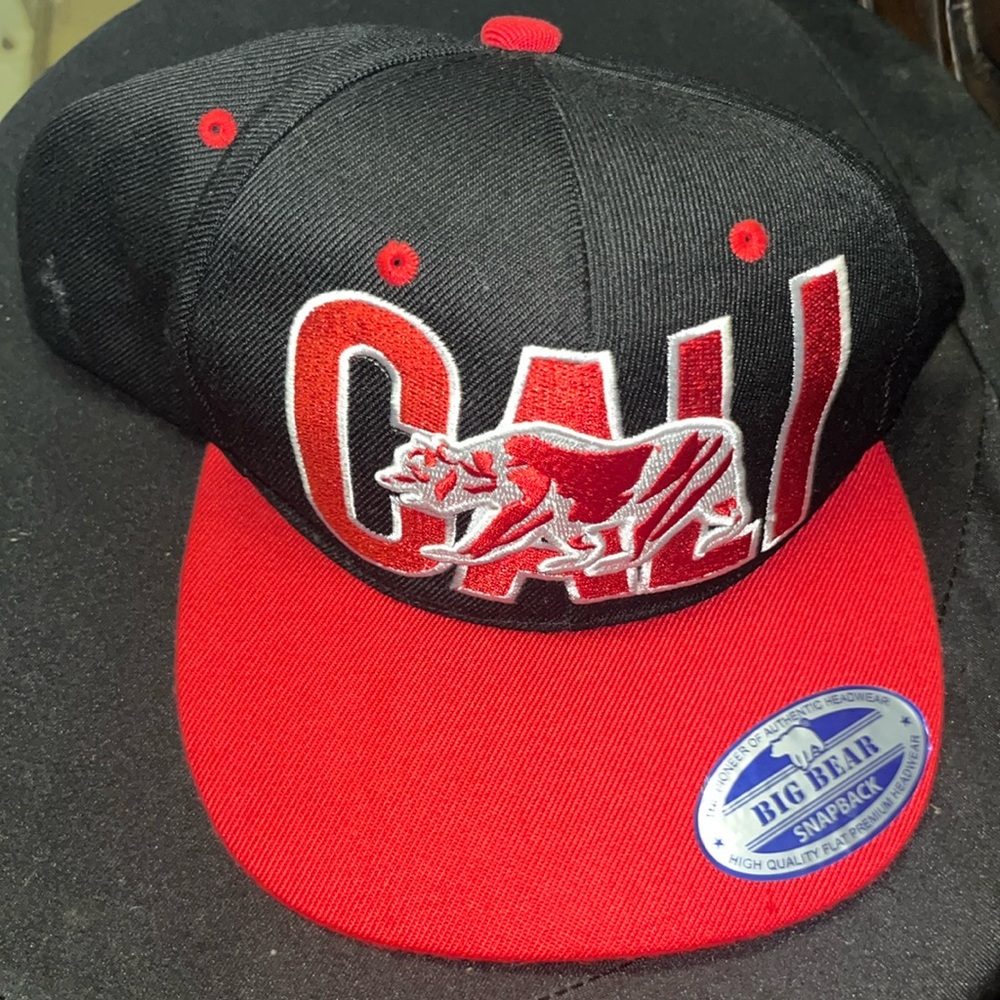 Cali Spellout California Big Bear Headwear Snapback Hat